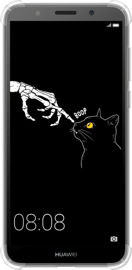 Силіконовий протиударний с посиленими кутами чехол Кішка для Huawei Y5 2018 - 6505sp-1500 изображение 