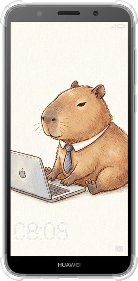 Силикон с усиленными углами чехол Funny Capybara CEO Working для Huawei Y5 2018 - 6777sp-1500 изображение 