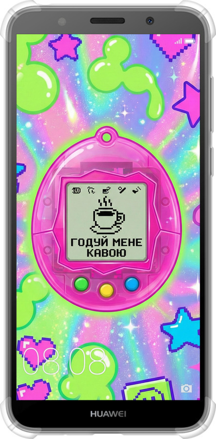 Силикон с усиленными углами чехол Y2K Aesthetic Retro Pet: Годуй мене кавою для Huawei Y5 2018 - 6784sp-1500 изображение 