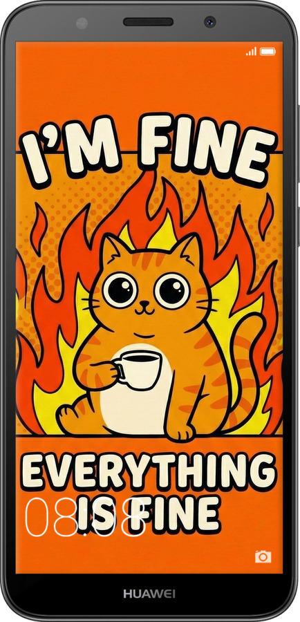 2D пластиковый чехол Funny Cat для Huawei Y5 2018 - 6786t-1500 изображение 