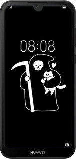 TPU чехол Минималистичный арт: смерть и кошка для Huawei Y5 2019 - 6529b-1695 изображение 