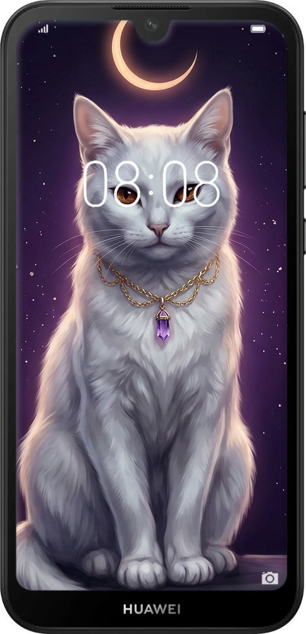 TPU чехол Mystic White Cat Gothic Dark Purple Gold для Huawei Y5 2019 - 6805b-1695 изображение 