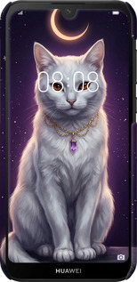 3D пластиковый матовый чехол Mystic White Cat Gothic Dark Purple Gold для Huawei Y5 2019 - 6805m-1695 изображение 