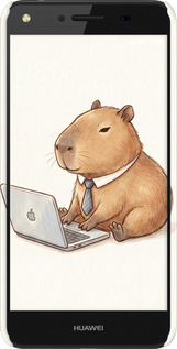 3D пластиковий матовий чехол Funny Capybara CEO Working для Huawei Y5 II - 6777m-496 изображение 