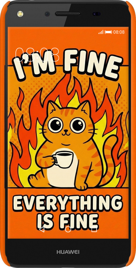 3D пластиковый матовый чехол Funny Cat для Huawei Y5 II - 6786m-496 изображение 