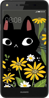 2D пластиковий чехол Чорний кіт з квітами для Huawei Y5 II - 6448t-496 изображение 