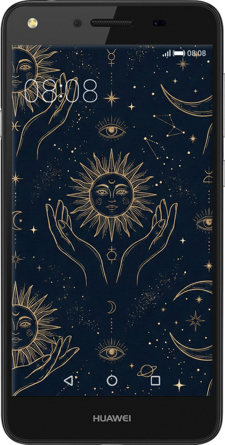 Силіконовий чехол Celestial Harmony: Sun & Moon Gold Mystic Pattern для Huawei Y5 II - 6778u-496 изображение 
