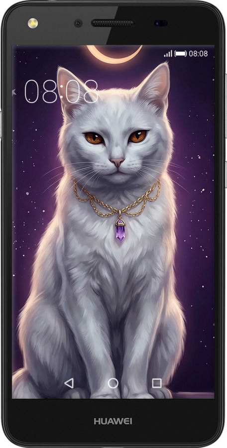 2D пластиковий чехол Mystic White Cat Gothic Dark Purple Gold для Huawei Y5 II - 6805t-496 изображение 