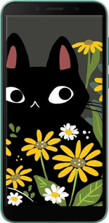 TPU чехол Черный кот с цветами для Huawei Y5p - 6448b-1936 изображение 