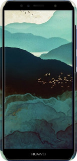 3D пластиковый матовый чехол С изображением гор Индиго для Huawei Y6 2018 - 6484m-1637 изображение 