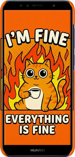 3D пластиковый матовый чехол Funny Cat для Huawei Y6 2018 - 6786m-1637 изображение 