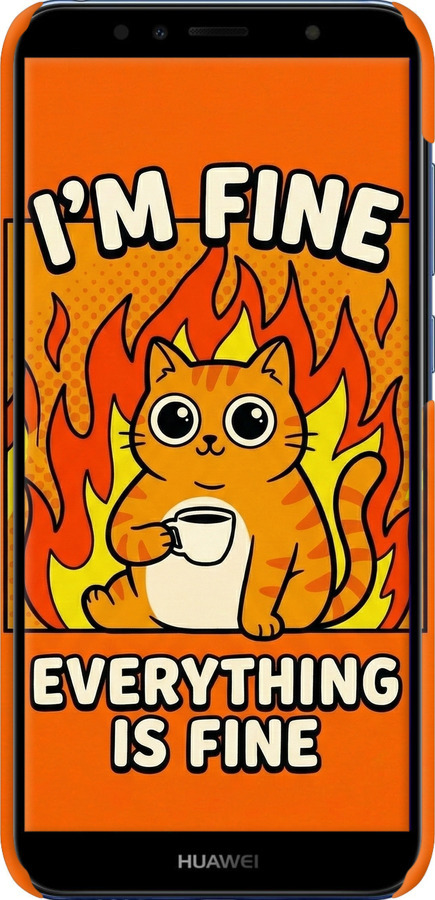 3D пластиковый матовый чехол Funny Cat для Huawei Y6 2018 - 6786m-1637 изображение 