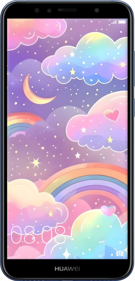 2D пластиковый чехол Облака и радуга для Huawei Y6 2018 - 6312t-1637 изображение 