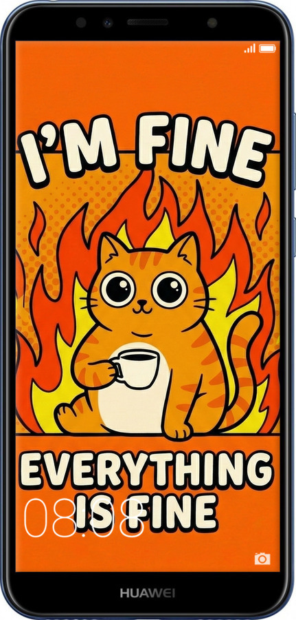 2D пластиковый чехол Funny Cat для Huawei Y6 2018 - 6786t-1637 изображение 