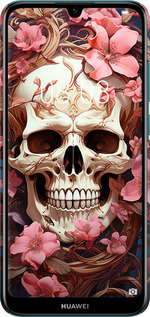 3D пластиковый матовый чехол Череп в розовых цветах для Huawei Y6 2019 - 5965m-1666 изображение 