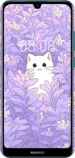 3D пластиковый матовый чехол Котик в цветах для Huawei Y6 2019 - 6390m-1666 изображение 