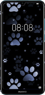 3D пластиковий матовий чехол З синіми відбитками лап для Huawei Y6 2019 - 6441m-1666 изображение 