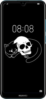 3D пластиковый матовый чехол С изображением кота и черепа для Huawei Y6 2019 - 6491m-1666 изображение 