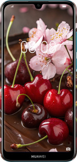 3D пластиковий матовий чехол Вишня у шоколаді для Huawei Y6 2019 - 6698m-1666 изображение 