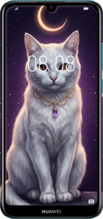 3D пластиковий матовий чехол Mystic White Cat Gothic Dark Purple Gold для Huawei Y6 2019 - 6805m-1666 изображение 