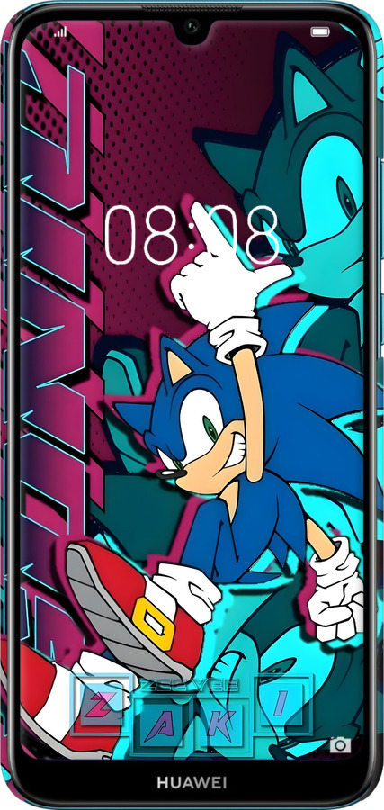 3D пластиковий матовий чехол Соник для Huawei Y6 2019 - 6284m-1666 изображение 