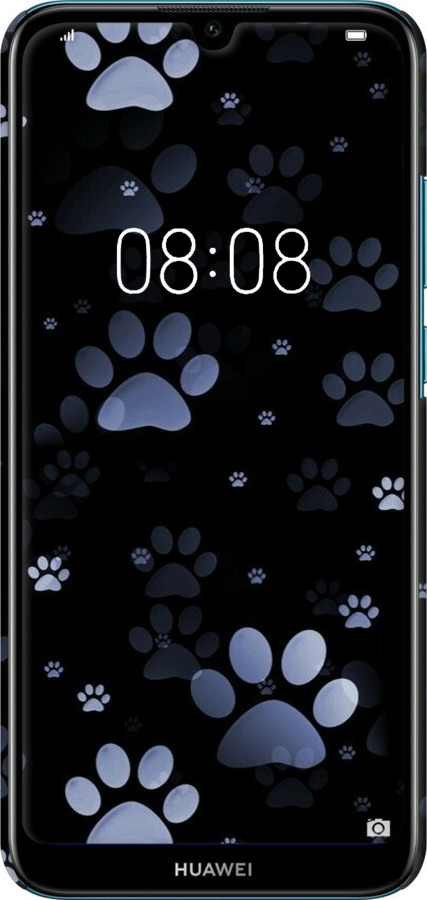 3D пластиковий матовий чехол З синіми відбитками лап для Huawei Y6 2019 - 6441m-1666 изображение 