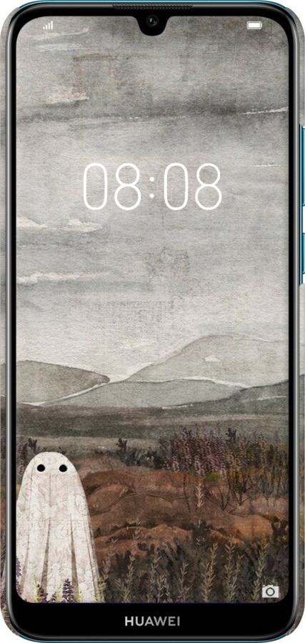 3D пластиковый матовый чехол Одинокий призрак на фоне гор для Huawei Y6 2019 - 6486m-1666 изображение 