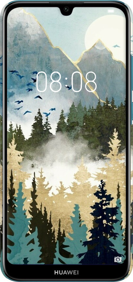 3D пластиковый матовый чехол С изображением лесного пейзажа для Huawei Y6 2019 - 6548m-1666 изображение 