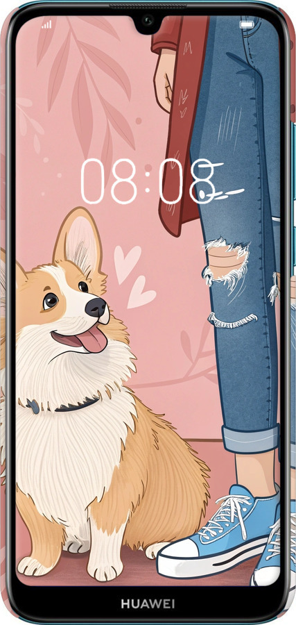 3D пластиковий матовий чехол Корги 3 для Huawei Y6 2019 - 6707m-1666 изображение 