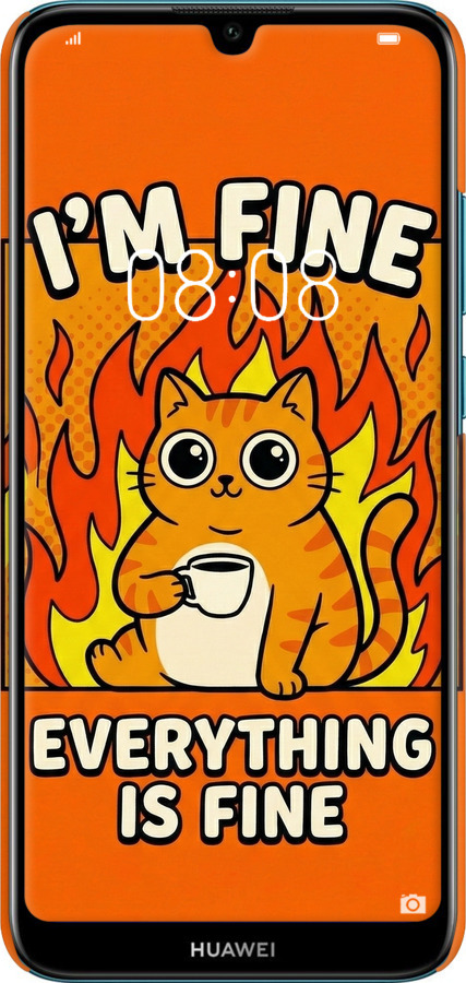 3D пластиковый матовый чехол Funny Cat для Huawei Y6 2019 - 6786m-1666 изображение 