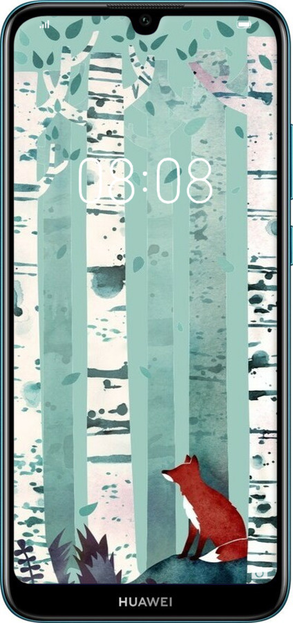 2D пластиковый чехол Лис в зелёном лесу для Huawei Y6 2019 - 6547t-1666 изображение 