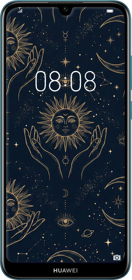 Силіконовий чехол Celestial Harmony: Sun & Moon Gold Mystic Pattern для Huawei Y6 2019 - 6778u-1666 изображение 