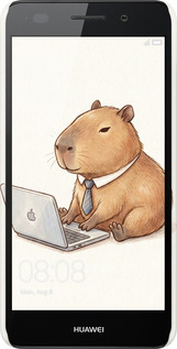 3D пластиковый матовый чехол Funny Capybara CEO Working для Huawei Y6 II - 6777m-338 изображение 