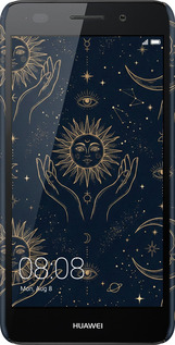 3D пластиковый матовый чехол Celestial Harmony: Sun & Moon Gold Mystic Pattern для Huawei Y6 II - 6778m-338 изображение 