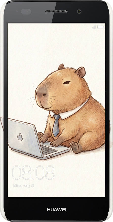 3D пластиковый матовый чехол Funny Capybara CEO Working для Huawei Y6 II - 6777m-338 изображение 
