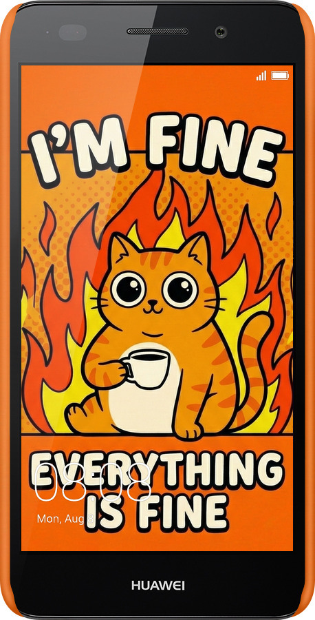 3D пластиковый матовый чехол Funny Cat для Huawei Y6 II - 6786m-338 изображение 