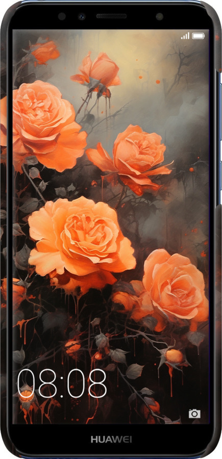 3D пластиковий матовий чехол Оранжеві троянди для Huawei Y6 Prime 2018 - 5944m-1441 изображение 