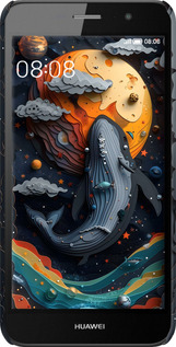 3D пластиковый матовый чехол Кит в космосе для Huawei Enjoy 5 - 6328m-475 изображение 