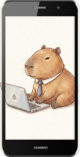 3D пластиковый матовый чехол Funny Capybara CEO Working для Huawei Y6 Pro - 6777m-355 изображение 