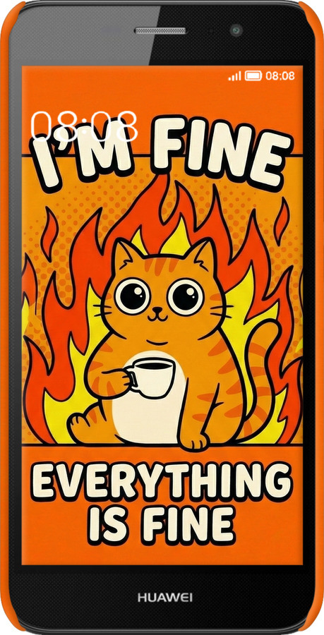 3D пластиковий матовий чехол Funny Cat для Huawei Enjoy 5 - 6786m-475 изображение 