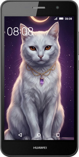 Силиконовый чехол Mystic White Cat Gothic Dark Purple Gold для Huawei Y6 Pro - 6805u-355 изображение 
