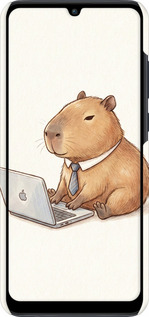 3D пластиковый матовый чехол Funny Capybara CEO Working для Huawei Y6p - 6777m-1952 изображение 