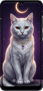 3D пластиковый матовый чехол Mystic White Cat Gothic Dark Purple Gold для Huawei Y6p - 6805m-1952 изображение 