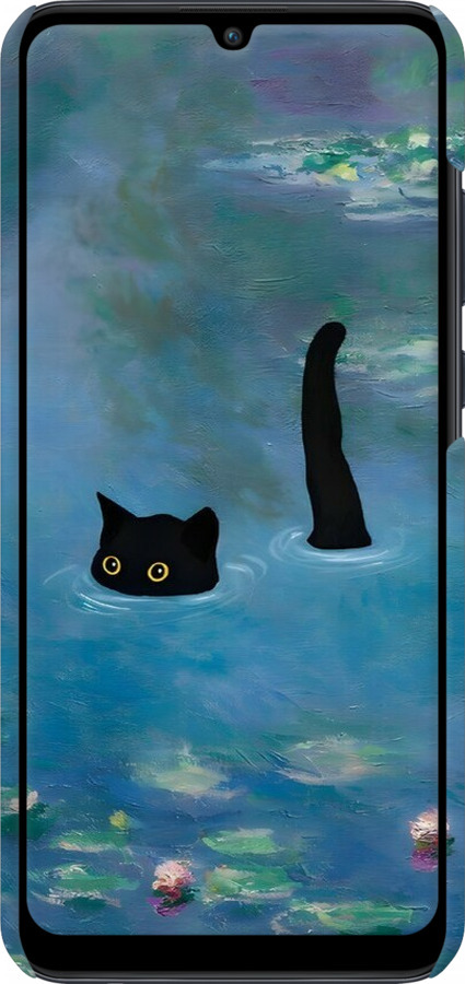 3D пластиковый матовый чехол С изображением кота и водяной лилии Monet для Huawei Y6p - 6519m-1952 изображение 