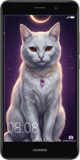 Силіконовий чехол Mystic White Cat Gothic Dark Purple Gold для Huawei Y7 2017 - 6805u-1019 изображение 