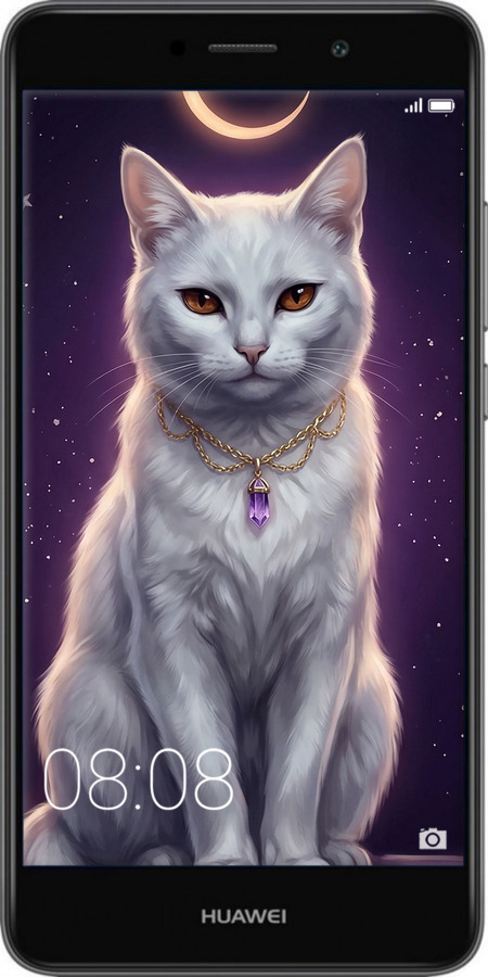 Силіконовий чехол Mystic White Cat Gothic Dark Purple Gold для Huawei Y7 2017 - 6805u-1019 изображение 