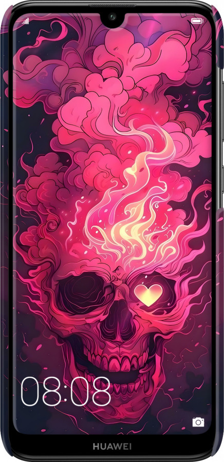 3D пластиковый матовый чехол Череп арт для Huawei Y7 2019 - 6385m-1638 изображение 
