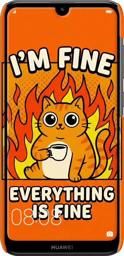 3D пластиковый матовый чехол Funny Cat для Huawei Y7 2019 - 6786m-1638 изображение 