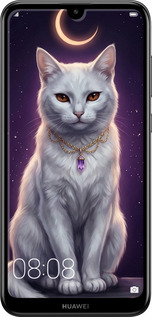 Силиконовый чехол Mystic White Cat Gothic Dark Purple Gold для Huawei Y7 2019 - 6805u-1638 изображение 