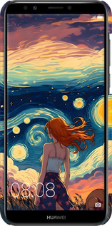 3D пластиковый матовый чехол Девушка Арт для Huawei Y7 Prime 2018 - 6325m-1509 изображение 
